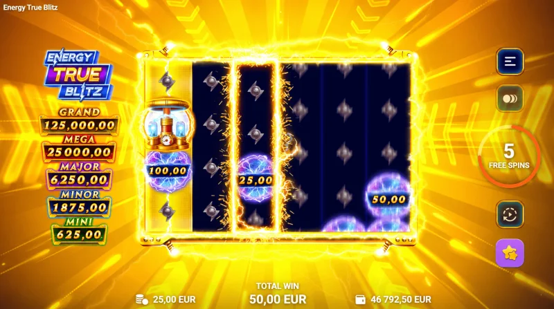 Energy True Blitz - błyskawice i spiny w grze podstawowej